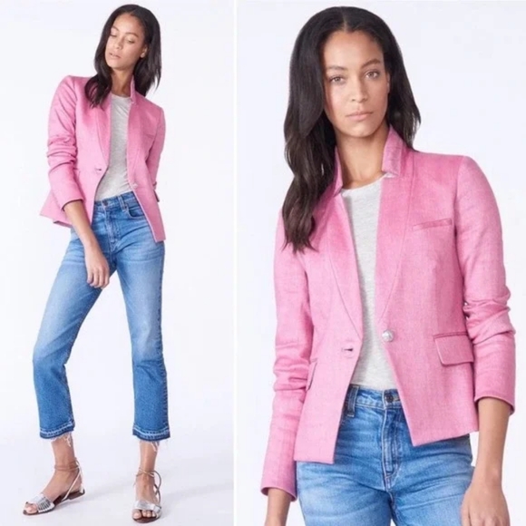 Veronica Beard Jackets & Blazers - Veronica Beard 12 pink Farley linen dickey jacket Blazer